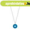 925 ez�st nyakl�nc - t�rkiz kerek keretben, sz�v, kerek cirk