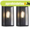 2 db-os k�lt�ri fali l�mpa k�szlet fekete IP44 �veggel - Rot