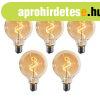 5 darabos E27 dimmelhet� LED izz� spir�l filament G95 arany 