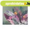V�szon falik�p, levelek, 75x100 cm, s�t�tz�ld-lila - EXOTIQU