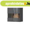 Magasf�ny� vitrines faliszekr�ny, 1 polccal, antracit-di�fa 