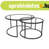 Kerek doh�nyz�asztal, k�t r�szes, �veg, fekete kerettel - OR
