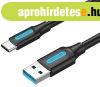 Vention USB-A 3.0/M -> USB-C/M k�bel (PVC,fekete), 0,5m, 