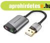 Vention USB 2.0 -> 3.5mm/F (k�ls�, sz�rke), 0,15m, hangk�