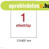Etikett LCA1228 210 x 297 mm feh�r v�z�ll� 20 db/csomag 20 �