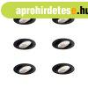 6 darabos s�llyesztett spotl�mpa k�szlet fekete 9,5 cm LED-d