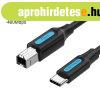 Vention USB-C 2.0 -> USB-B 2.0 (2 Amper, fekete, nyomtat�