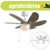 Mennyezeti ventil�tor feh�r fa mint�zattal, 80 cm, h�z�kapcs