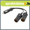 Aut�s szivargy�jt� eloszt� ? 12/24V, 2 aljzattal, k�beles ki
