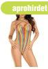 Leg Avenue Rainbow Stripe Halter Bodysuit 89327 Multicolor