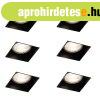 6 db-os s�llyesztett spotl�mpa szett fekete GU10 50 mm perem