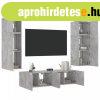 6 darab betonszrke szerelt fa fali TV-btor LED-del