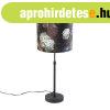 Asztali lmpa fekete brsony rnyalat virgokkal, 25 cm ara