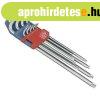 torx kulcs klt. 9db, extra hossz; T10-T50, hossz szr: tm