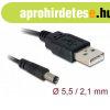 DELOCK Tpkbel USB > DC 5.5 x 2.1mm male 1m