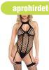  Net Keyhole Halter Teddy Black O/S 