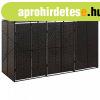 Fekete polyrattan hrmas kerekeskuka trolfszer 207x80x117