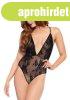 Leg Avenue Deep V Floral Lace Teddy Black O/S