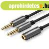 AUX UGREEN audio splitter fejhallgat + mikrofon 3,5 mm-es m