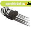 Torx kulcs klt., cv. ; 9db, lyukas, t10,15,20,25,27,30,40,45