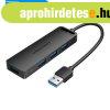 Vention USB 3.0 (tppal, 4-Portos, fekete), 0,15m, Hub