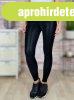 Szles gumis derek, vkonyan blelt, fekete leggings XS-L-i