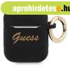 Guess GUA2SSSK AirPods 1/2 tok fekete szilikon Vintage Scrip