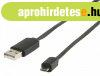 USB 2.0 K�bel A Dugasz - Micro B Dugasz Lapos 1.00 m Fekete